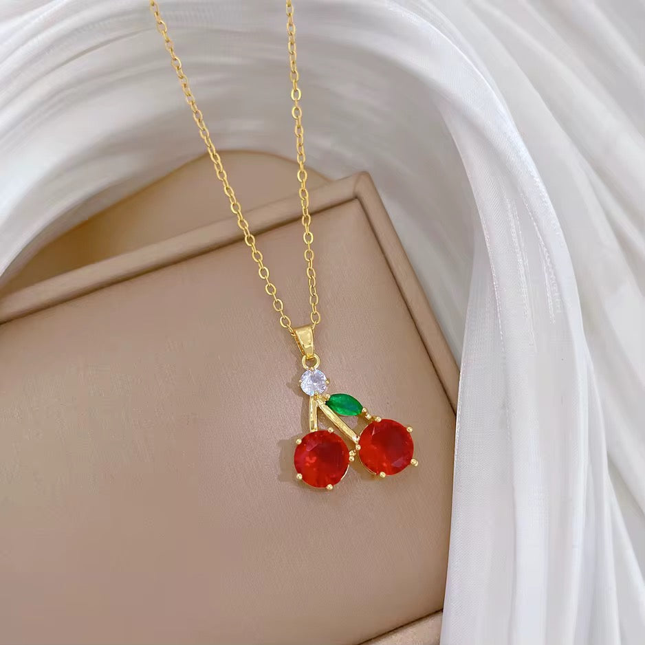 Sweet Cherry Crystal Necklace