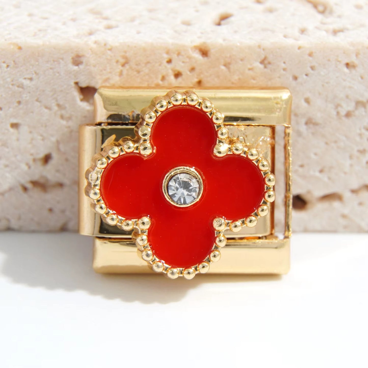 BloomLinks – Stainless Steel Clover Flower Italian Charm Bracelet Charms
