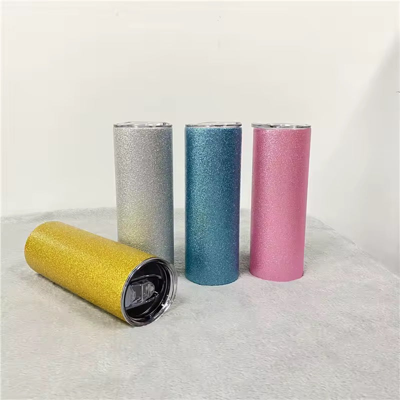 Glitter Skinny Stainless Steel Tumbler – Insulated Travel Cup (600ml)