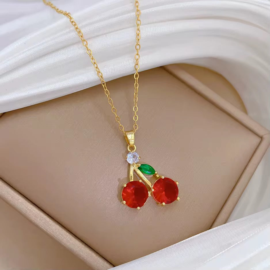 Sweet Cherry Crystal Necklace