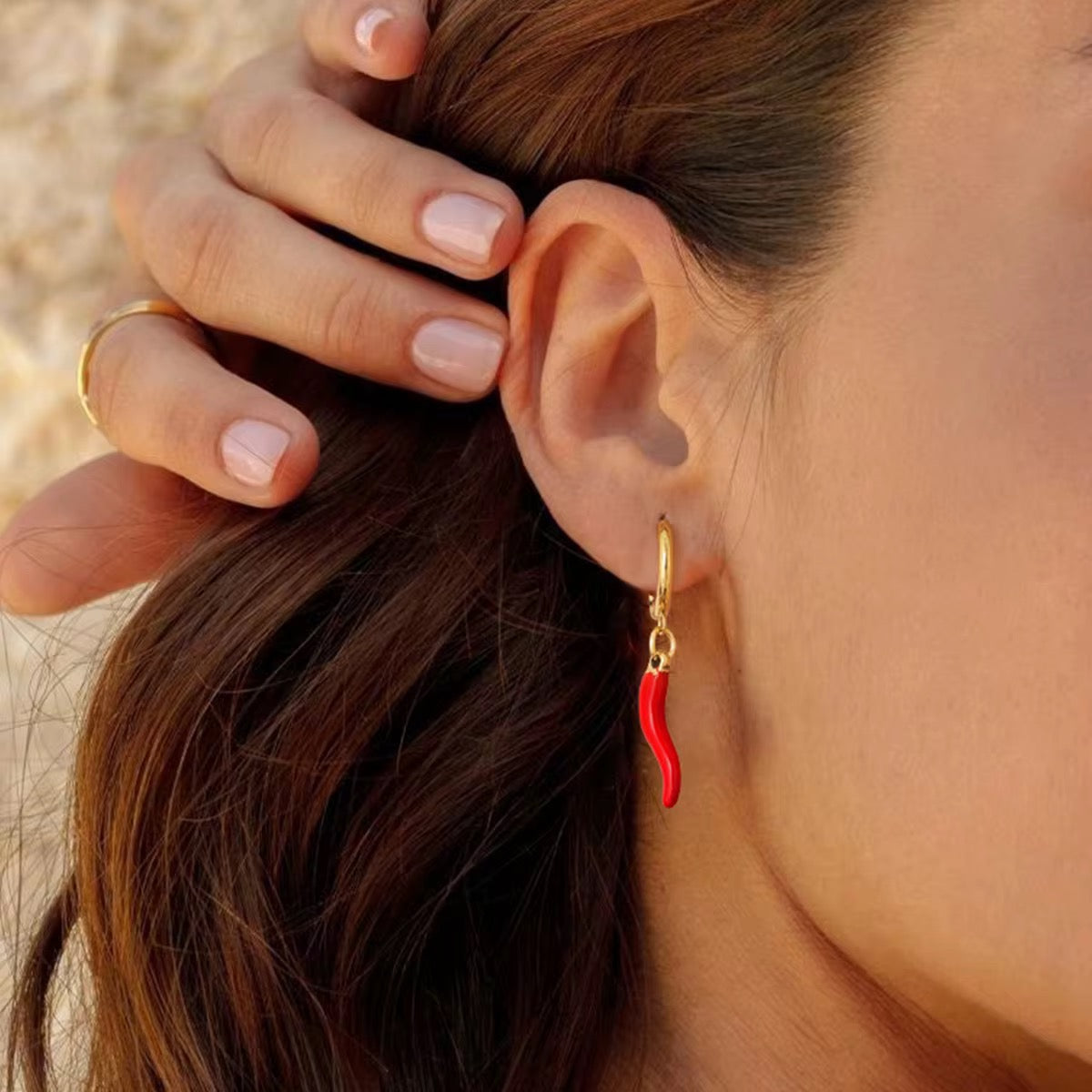 Chilli Charm Hoop Earrings