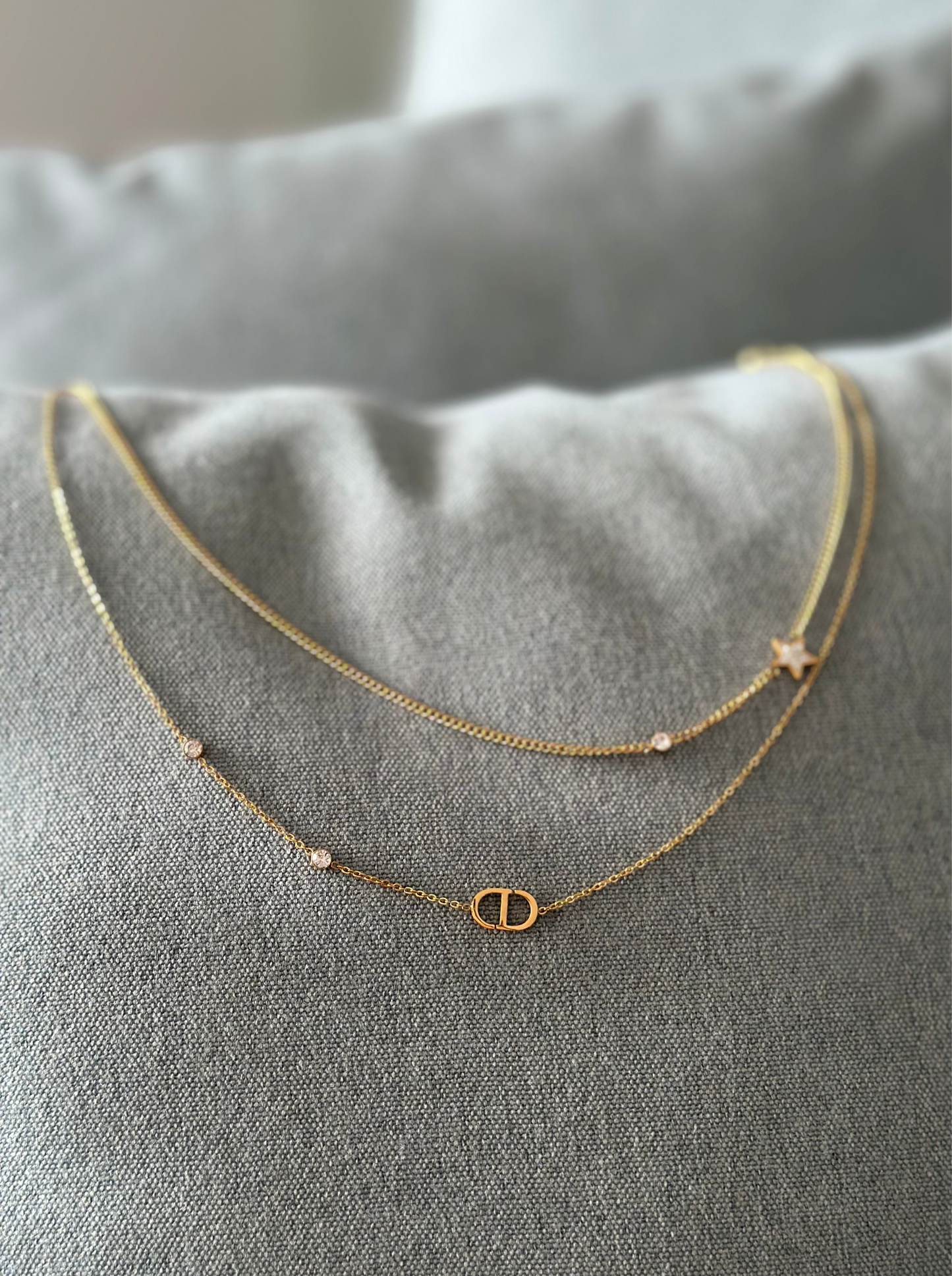 CD Monogram layered necklace