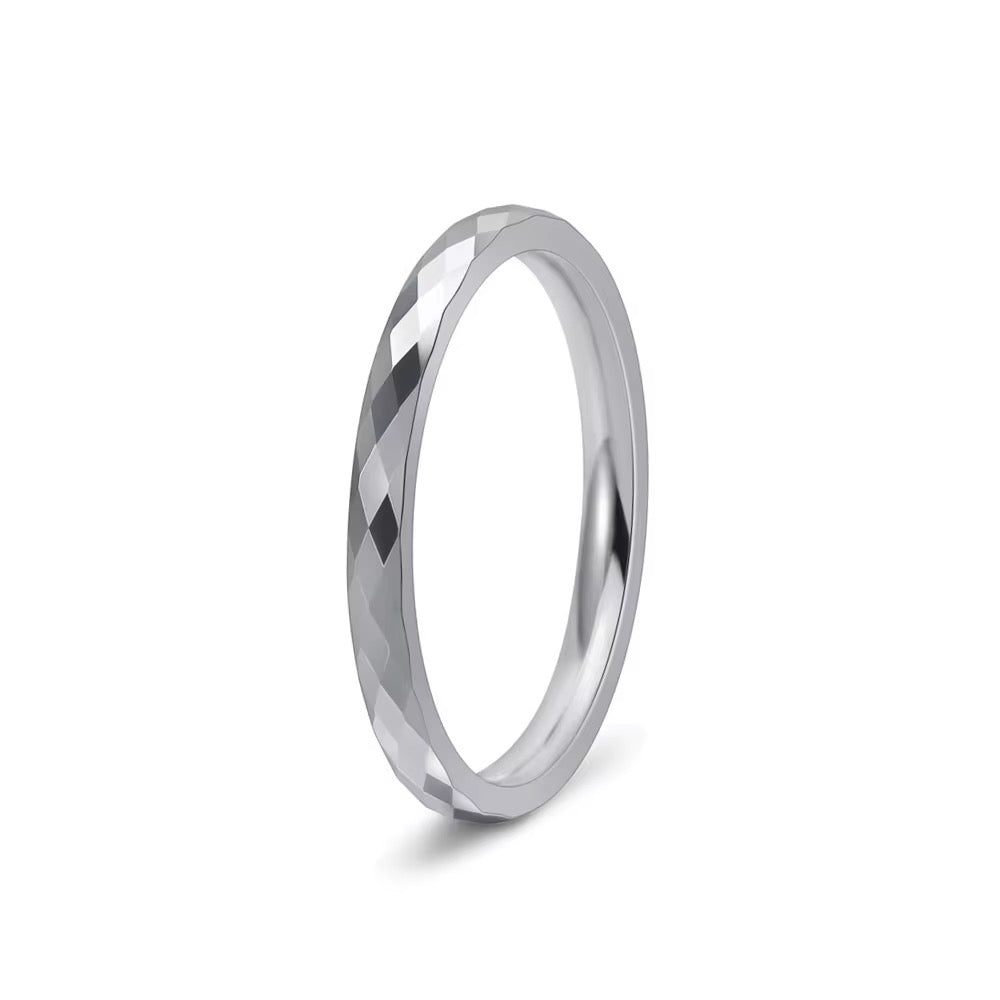 Diamond-Cut Tungsten Carbide Ring – 2MM (Silver)