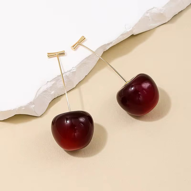 Ruby Cherry Stud Earrings