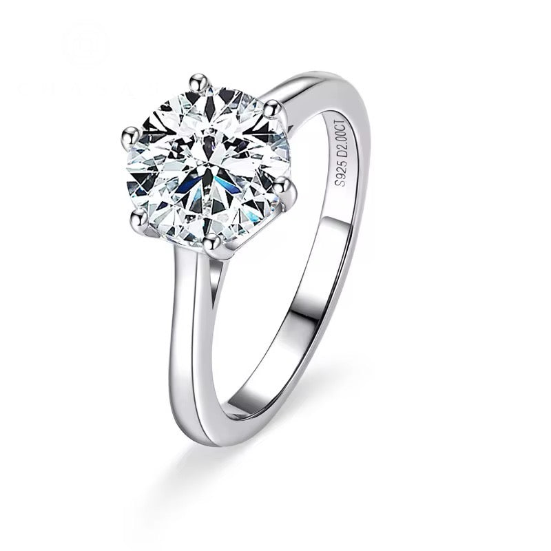 Sophie Solitaire Moissanite Sterling Silver Engagement Ring