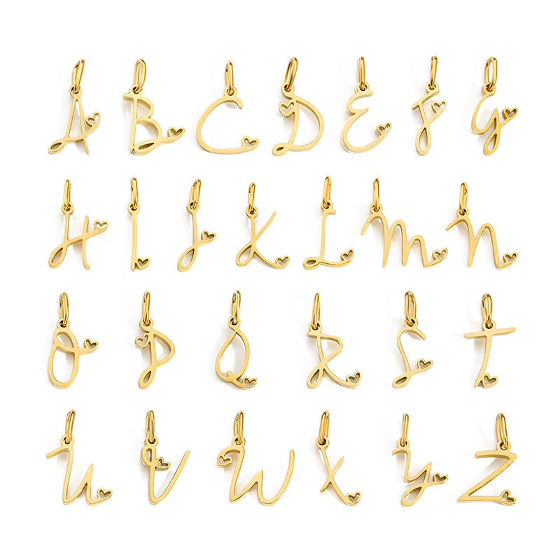 Love Letter Initial Necklace -Gold