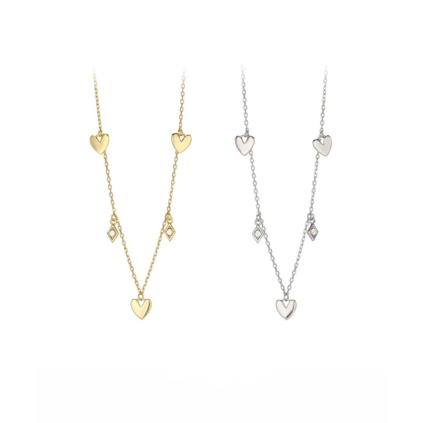 Lined Hearts Necklace