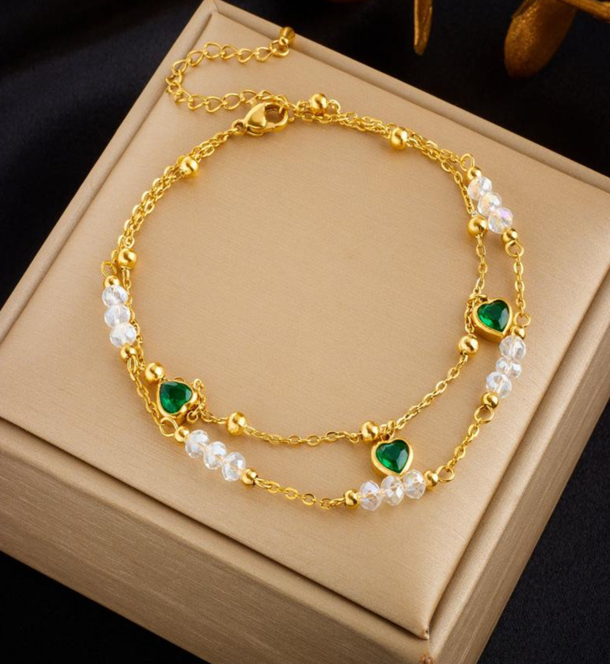 Green & Gold anklet