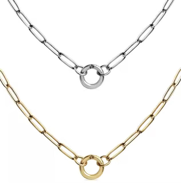 Chain - Paperclip Necklace with Pendant Holder