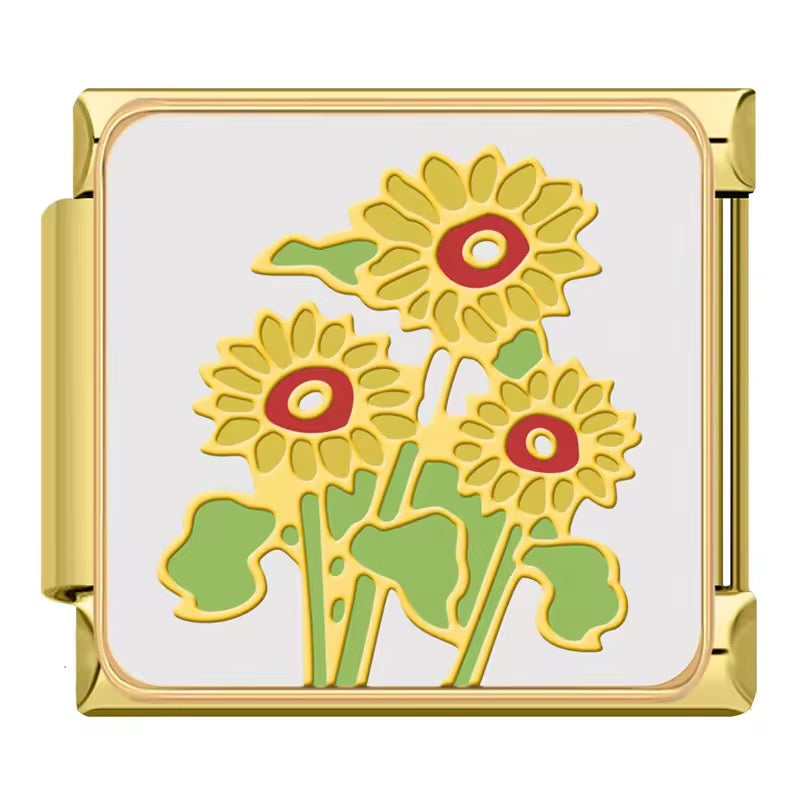 Italian Bracelet Charms - Floral Collection (Stories of Life) - Gold