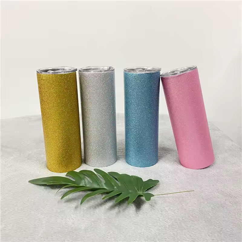Glitter Skinny Stainless Steel Tumbler – Insulated Travel Cup (600ml)