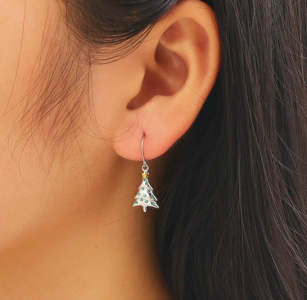 Dainty Christmas Tree Earrings