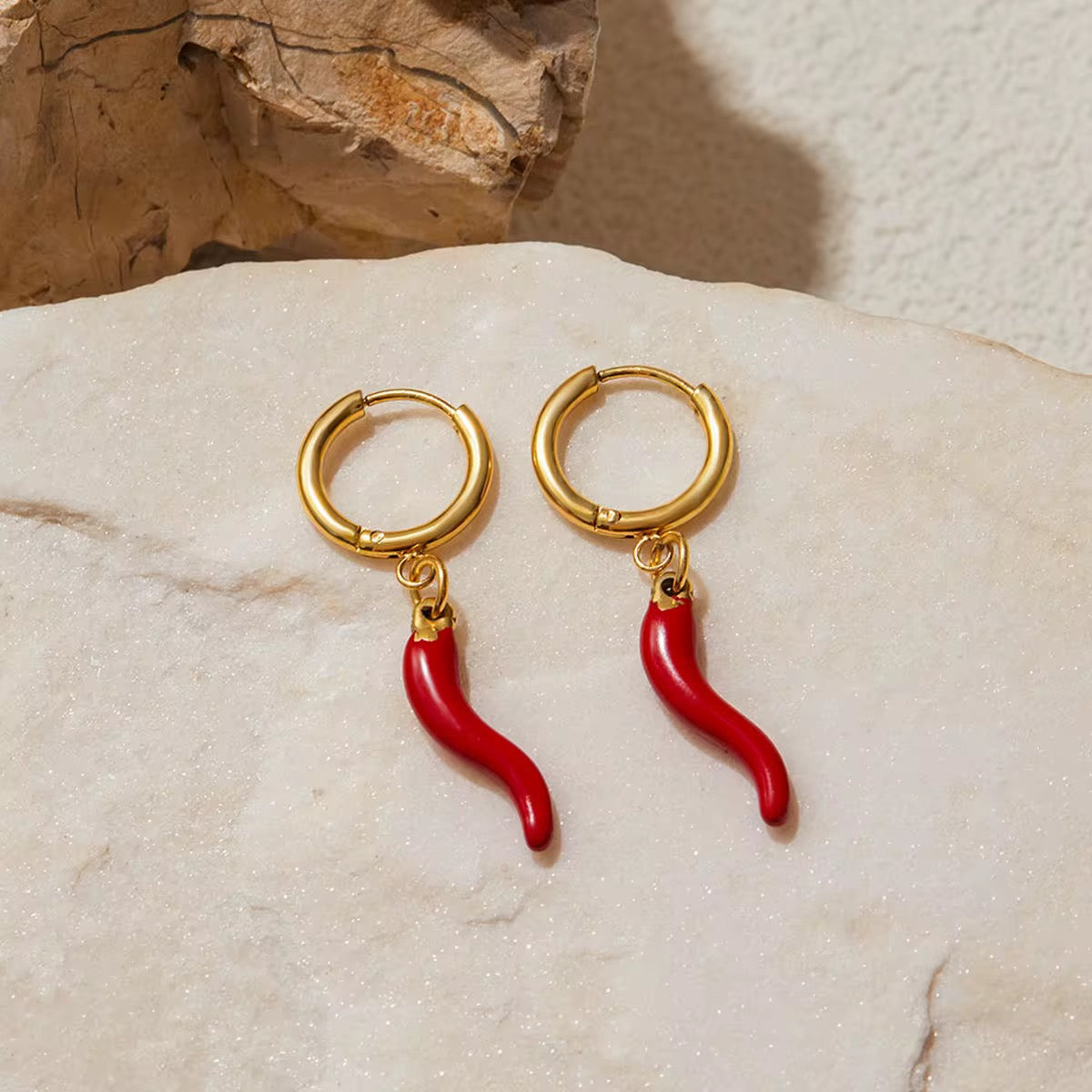 Chilli Charm Hoop Earrings
