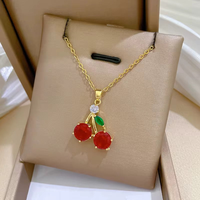 Sweet Cherry Crystal Necklace