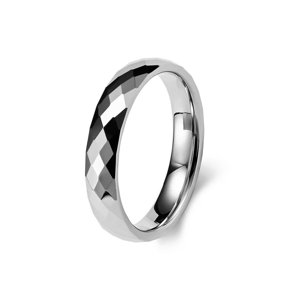 Diamond-Cut Tungsten Carbide Ring – 4MM (Silver)