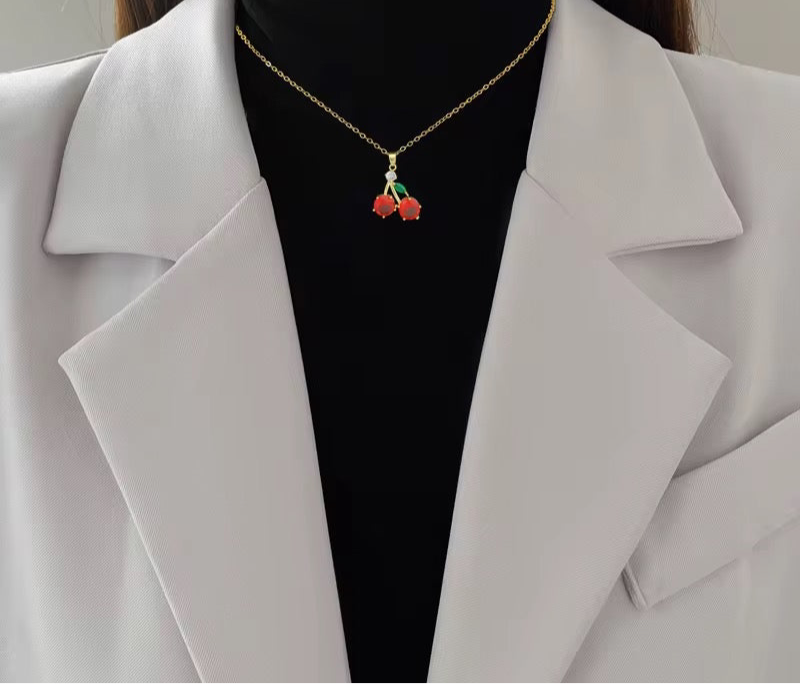 Sweet Cherry Crystal Necklace