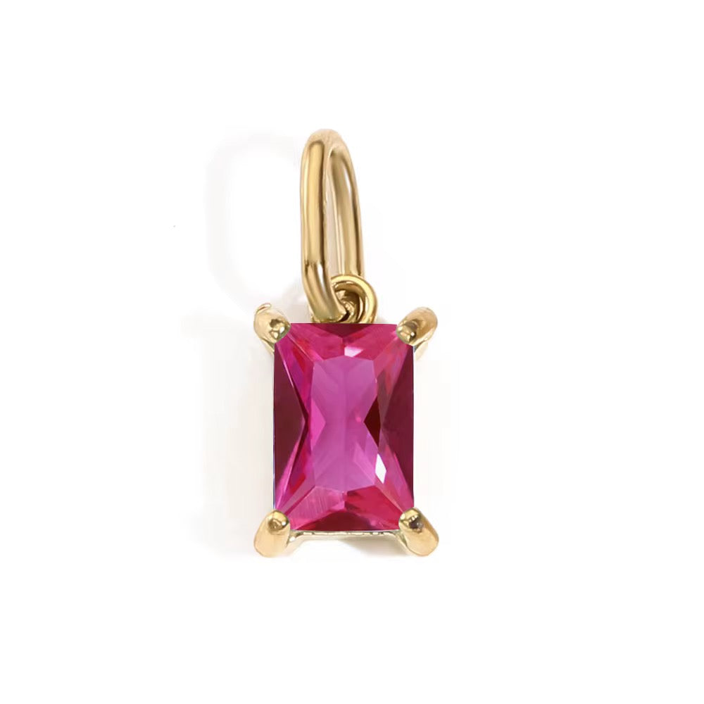 Pendant - Rectangle Birth Stones (Gold)