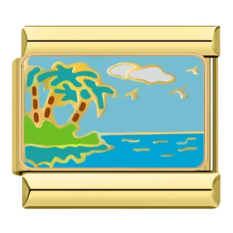 Italian Bracelet Charms - Island Life Collection (Stories of Life) - Gold