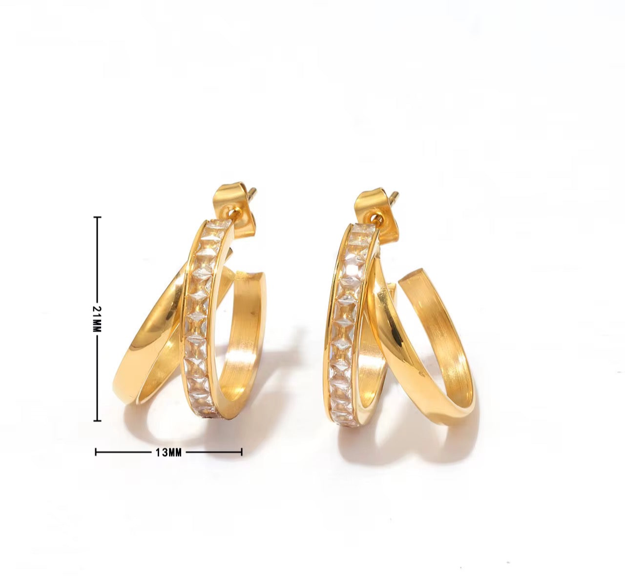 Radiant Dual Hoop Zircon Earrings