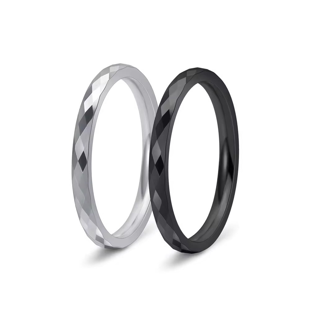 Diamond-Cut Tungsten Carbide Ring – 2MM (Silver)