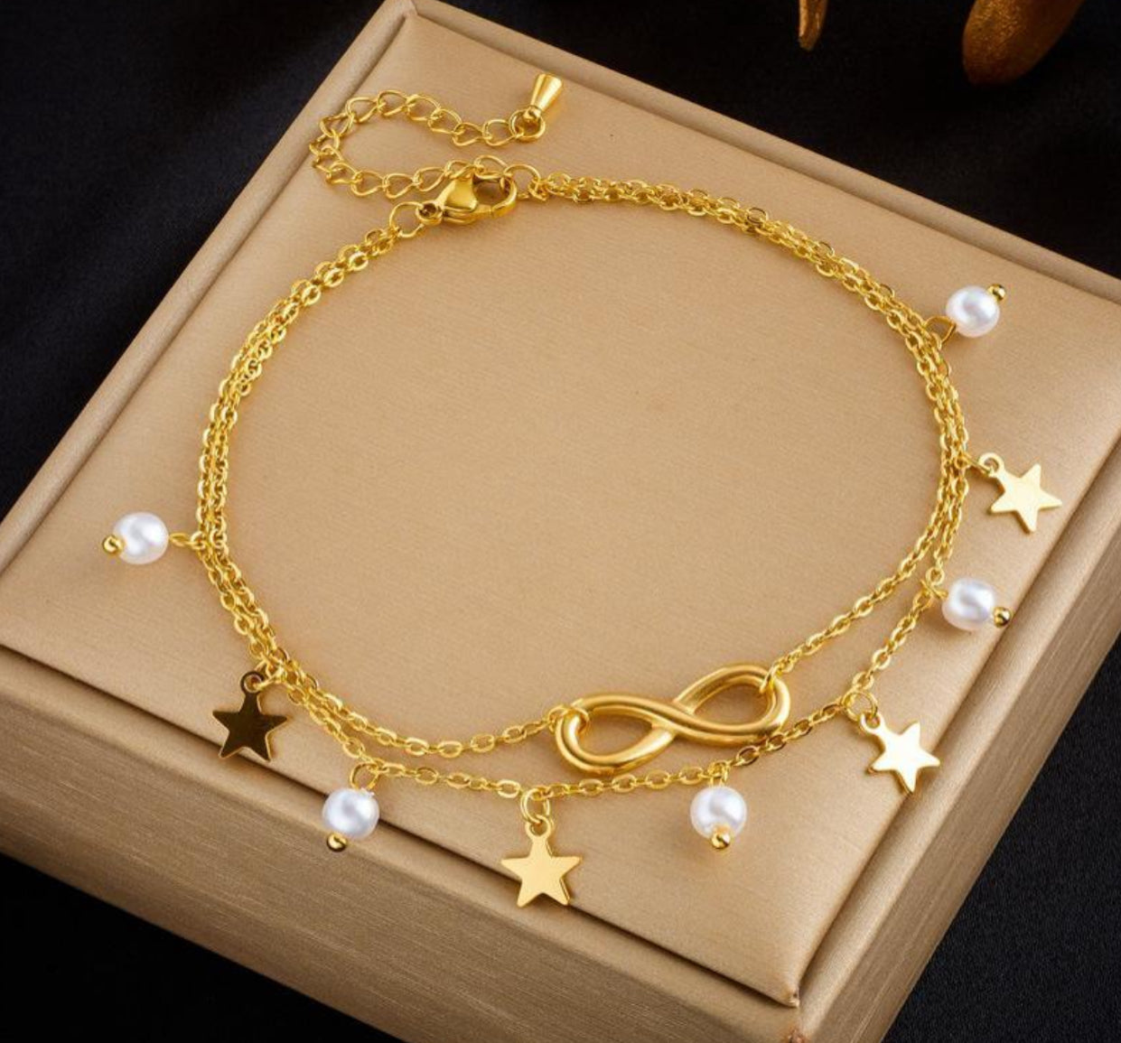 Infinity, Zircon and Pearl anklet