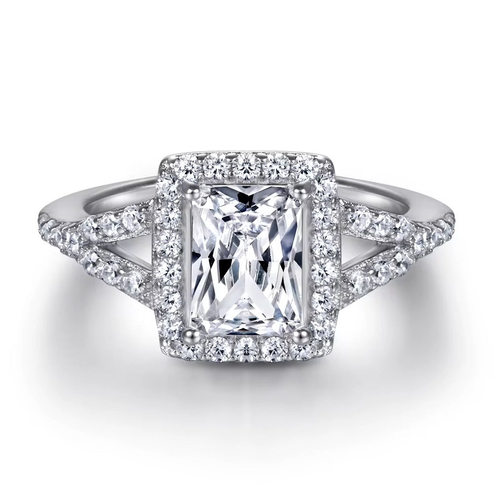 Halo Princess Cut Zircon Engagement Ring