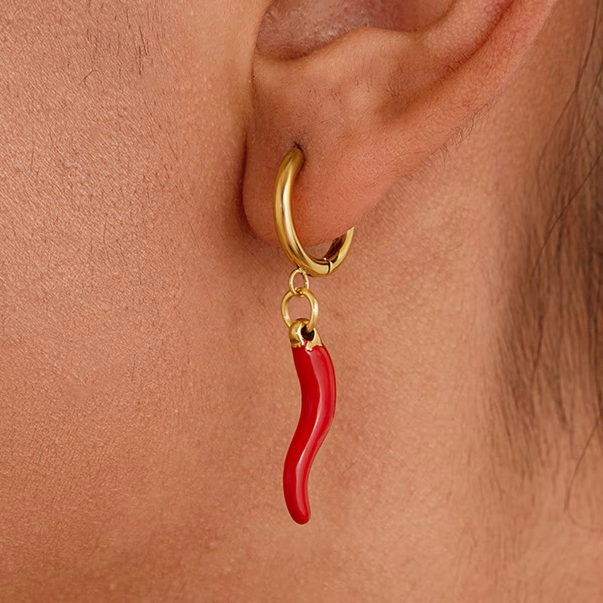 Chilli Charm Hoop Earrings