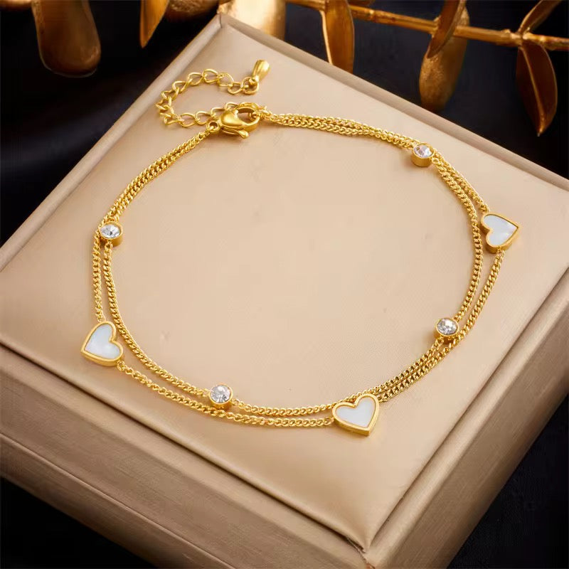 White heart anklet
