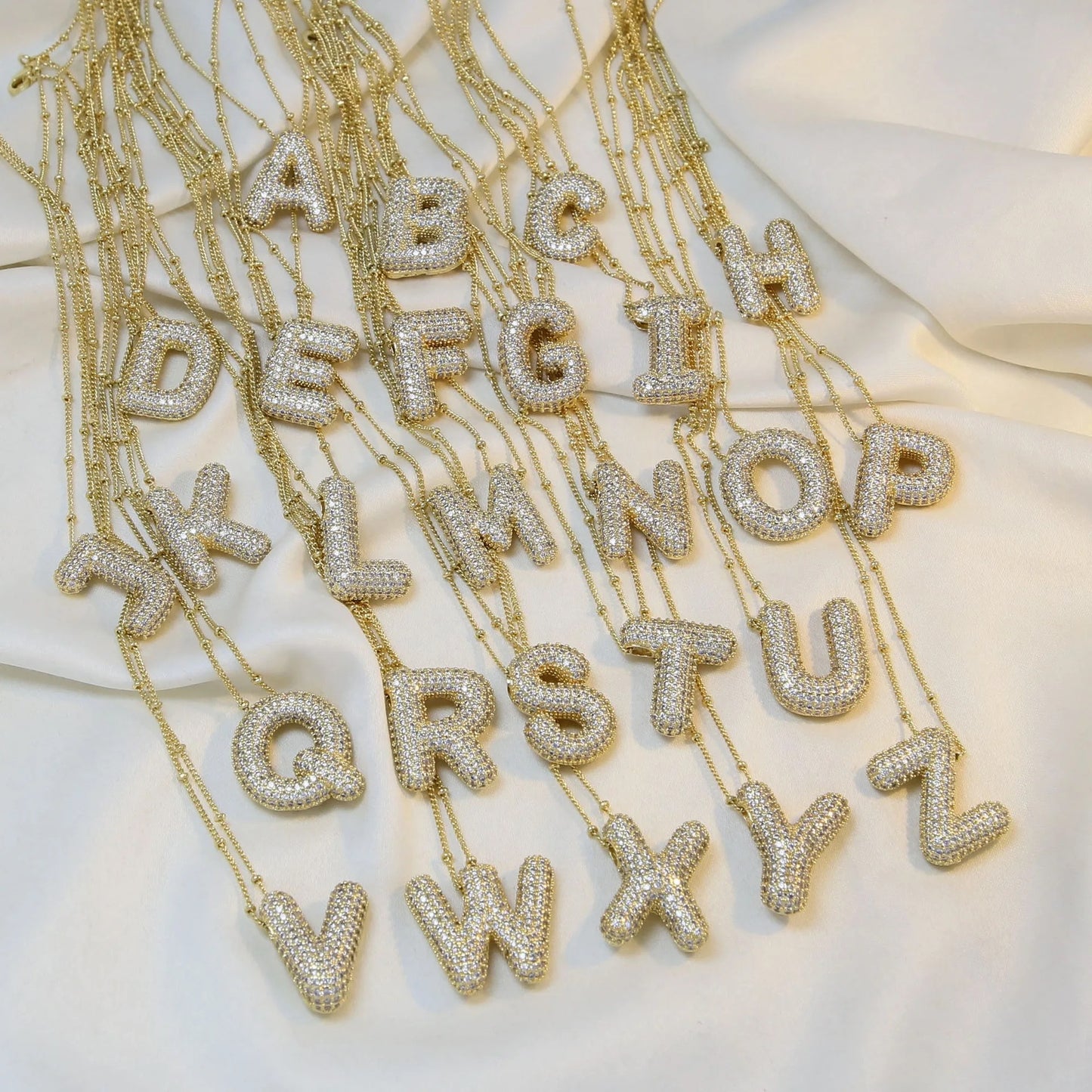 Chase Chunky Zircon Studed Initials Necklace - Letters A to Z