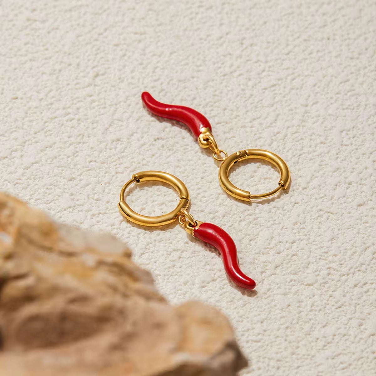 Chilli Charm Hoop Earrings