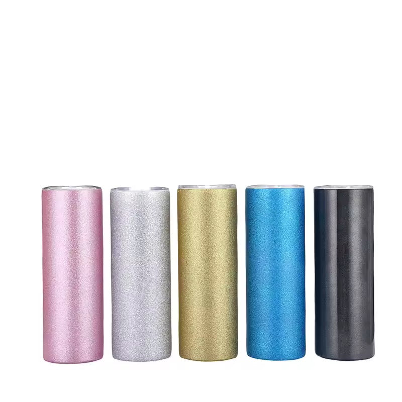 Glitter Skinny Stainless Steel Tumbler – Insulated Travel Cup (600ml)
