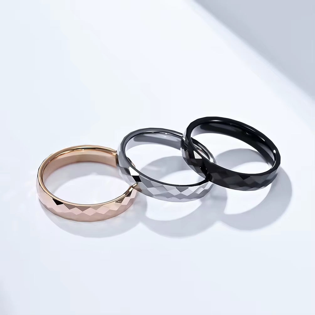 Diamond-Cut Tungsten Carbide Ring – 4MM (Rose Gold)
