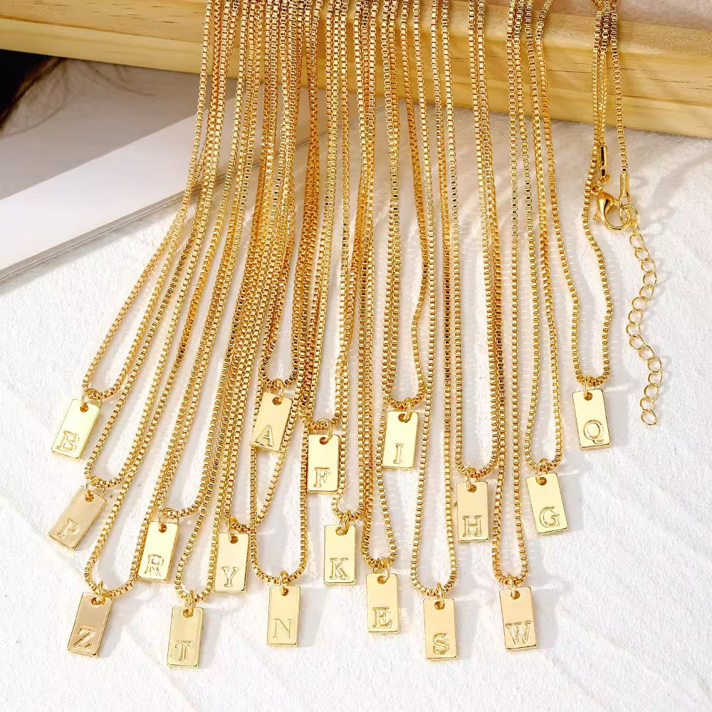 Minimal Gold Initial Letter Necklace - A to Z
