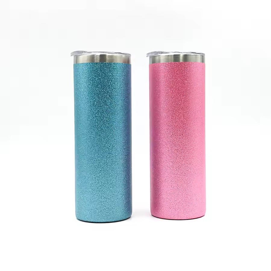 Glitter Skinny Stainless Steel Tumbler – Insulated Travel Cup (600ml)