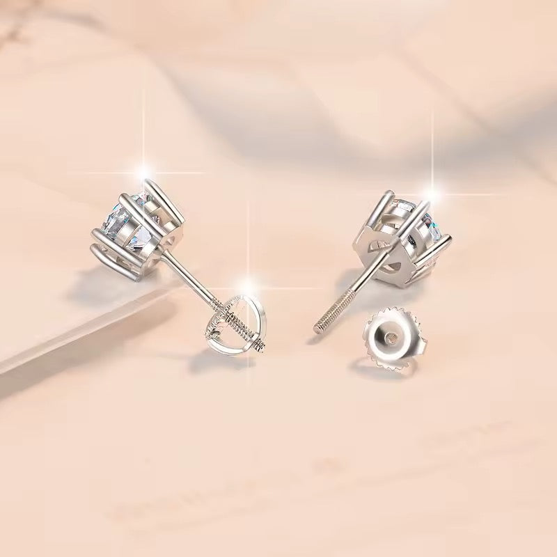 Moissanite Diamond Stud Earrings – 925 Sterling Silver (VVS Quality) Pre-order