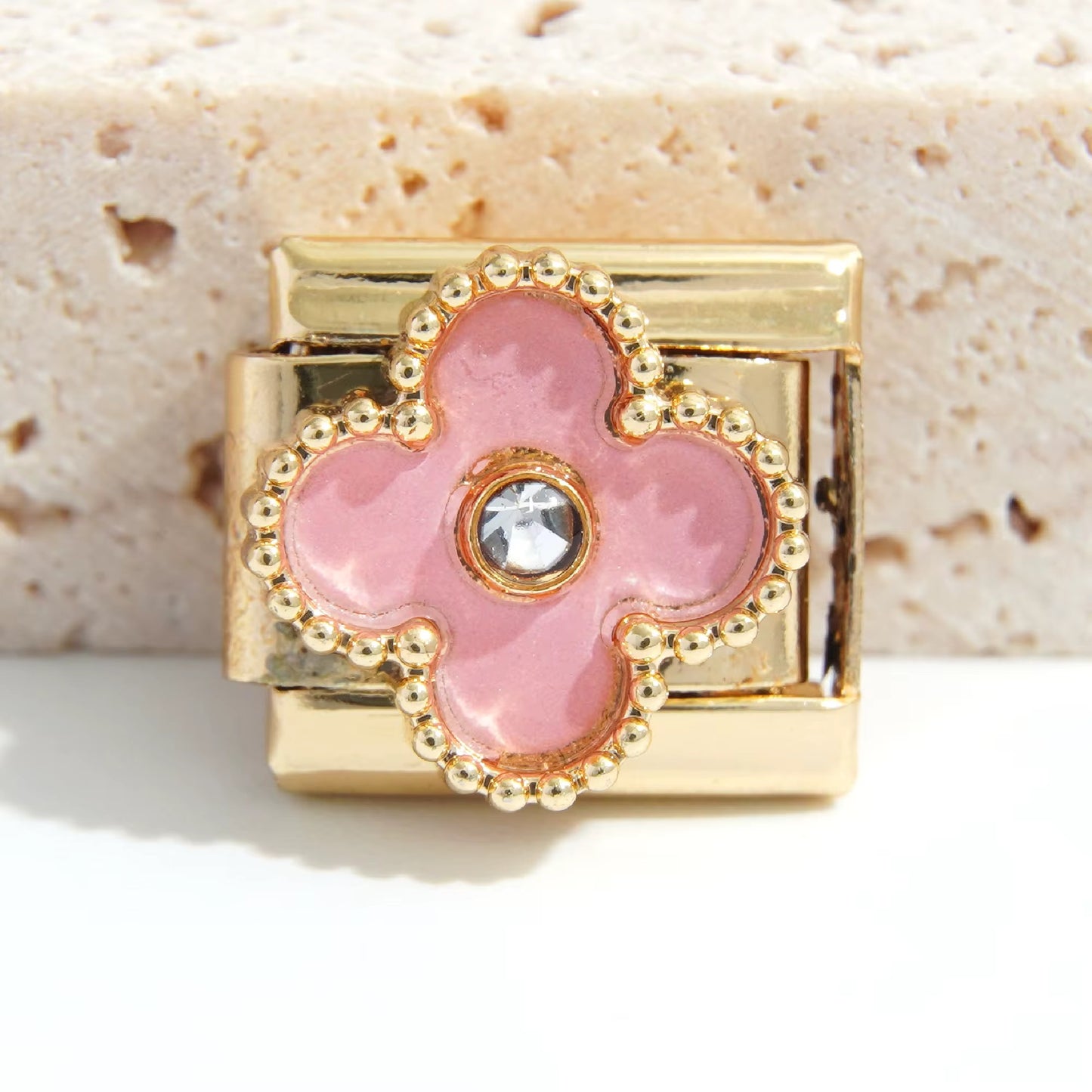 BloomLinks – Stainless Steel Clover Flower Italian Charm Bracelet Charms