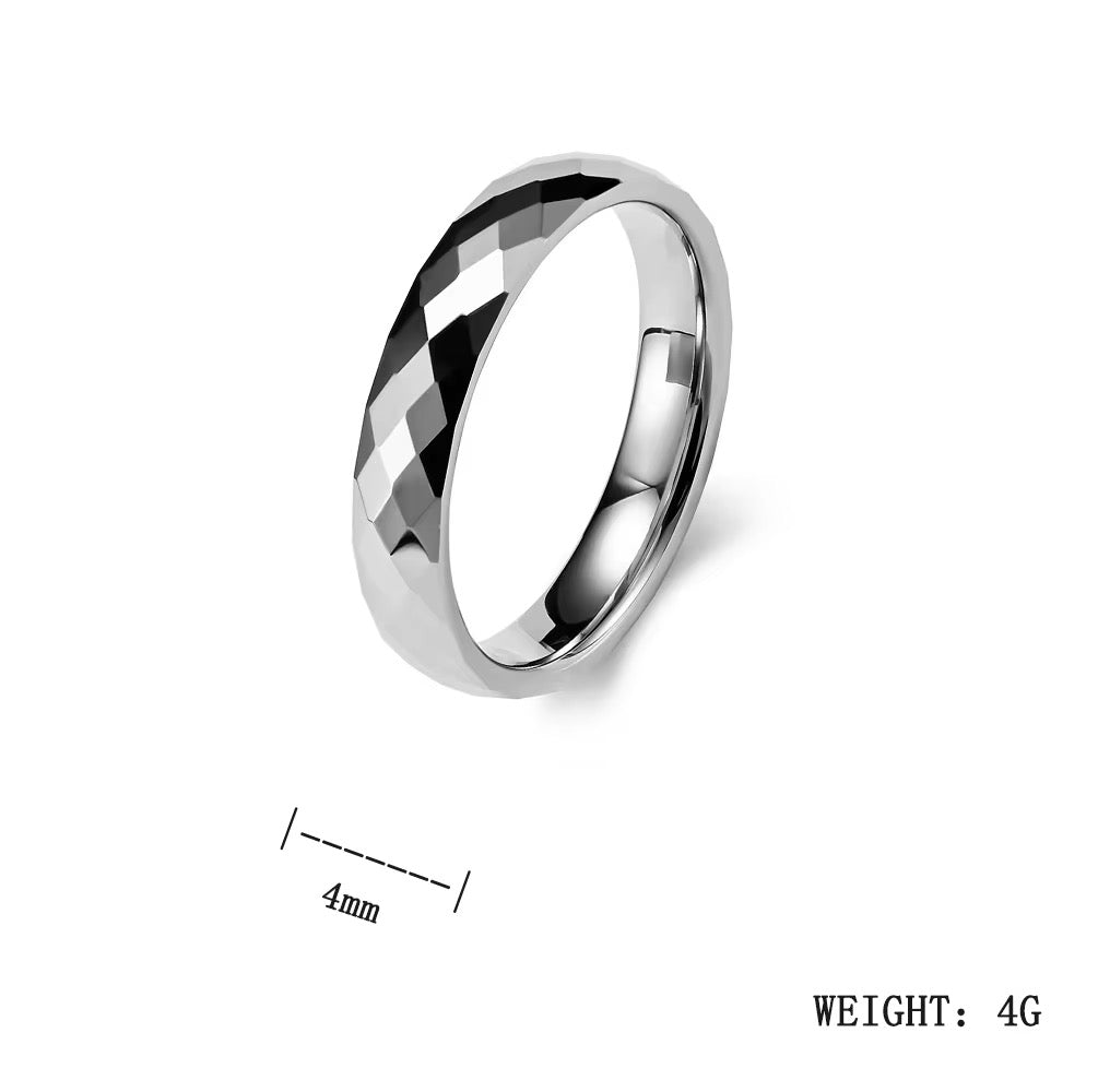 Diamond-Cut Tungsten Carbide Ring – 4MM (Silver)