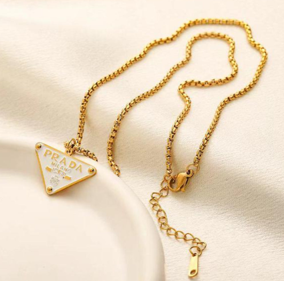 Prada Logo Pendant Necklace (Replica)