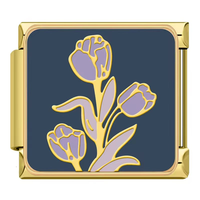 Italian Bracelet Charms - Floral Collection (Stories of Life) - Gold