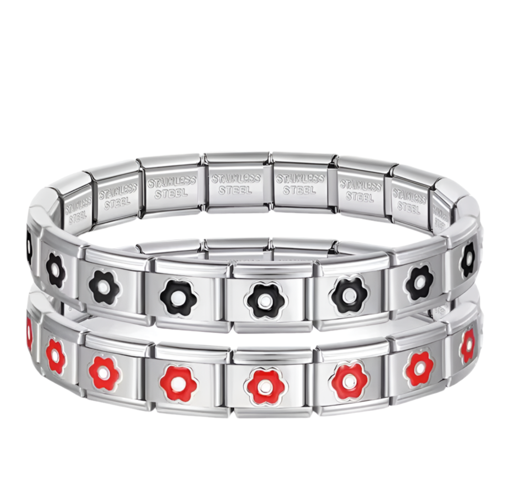 Italian Charm Bracelet - Red Floral