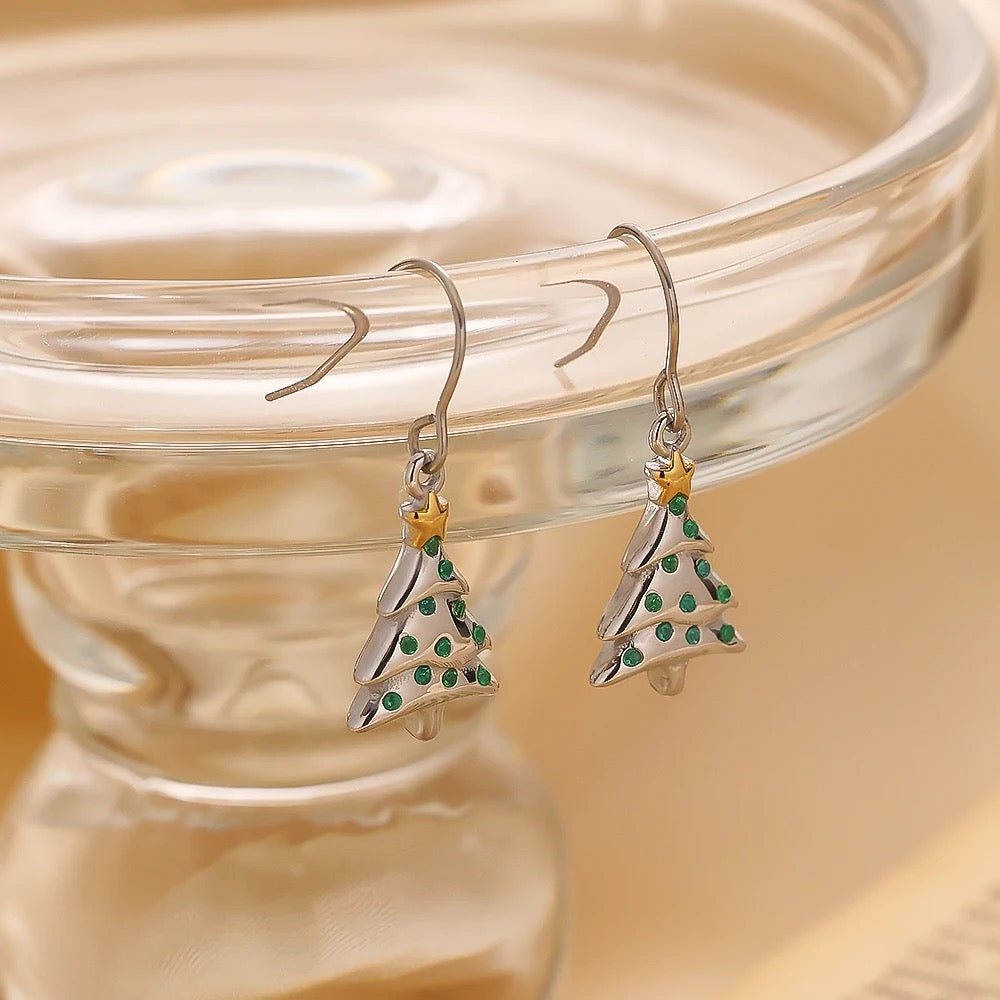 Dainty Christmas Tree Earrings