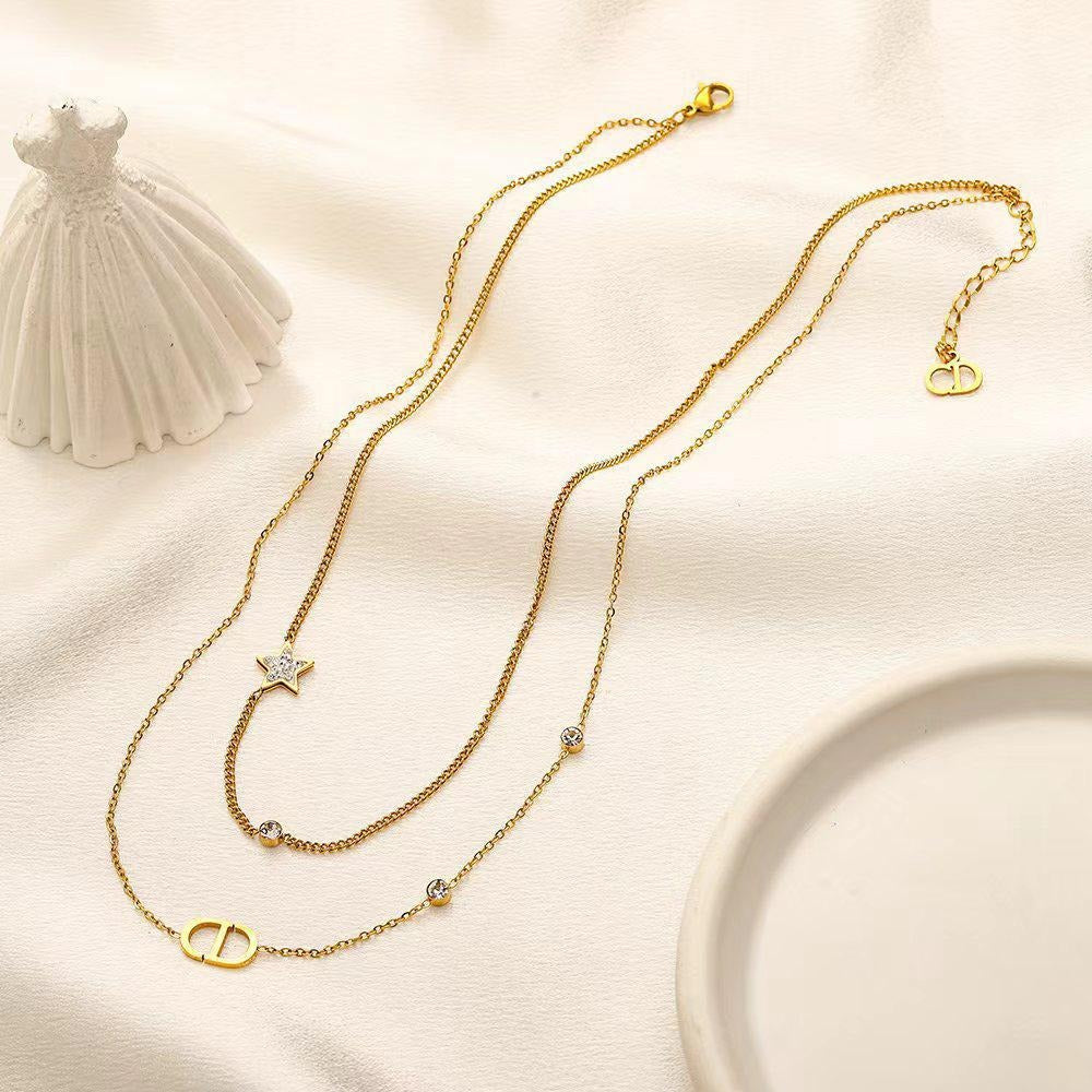 CD Monogram layered necklace