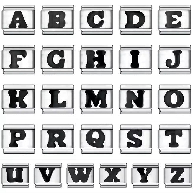 Black Italian Letter Charm - A to Z