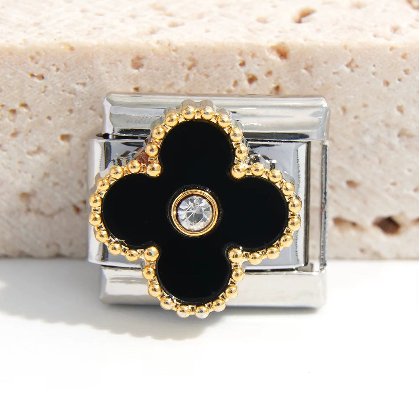 BloomLinks – Stainless Steel Clover Flower Italian Charm Bracelet Charms