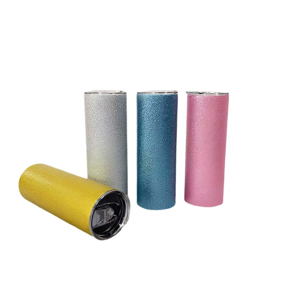Glitter Skinny Stainless Steel Tumbler – Insulated Travel Cup (600ml)