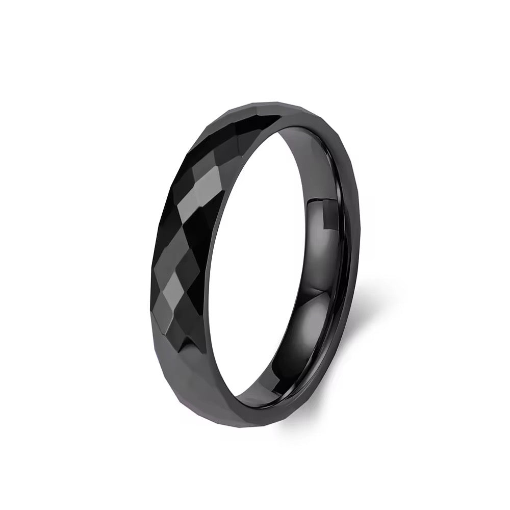 Diamond-Cut Tungsten Carbide Ring – 4MM (Black)