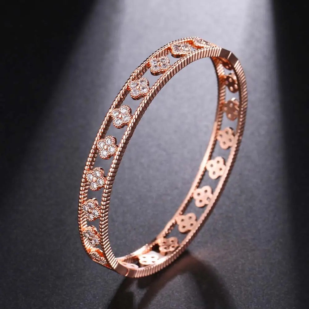 Hollow Zircon Bracelet - Rose Gold