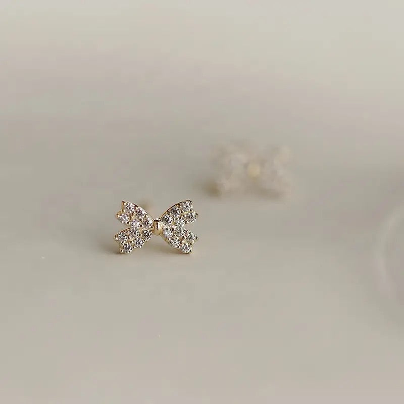 Silver Bow Earings