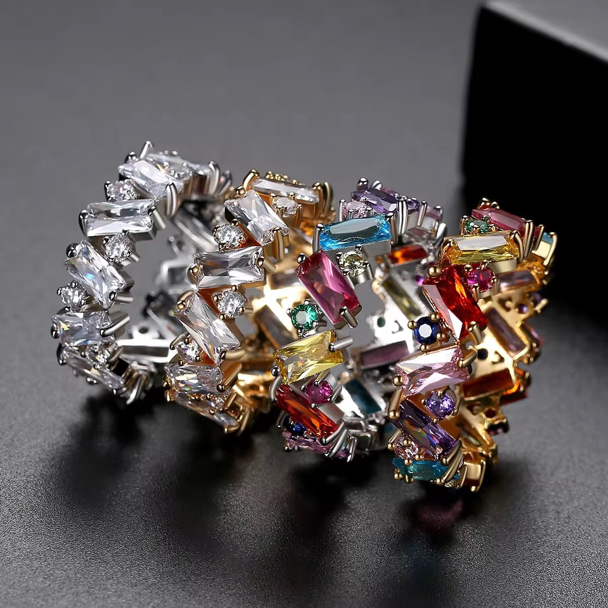 Geometric Iced Out Rings