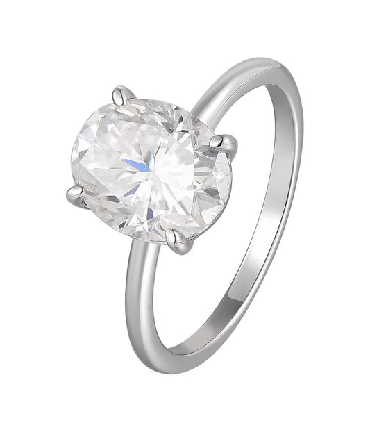 Amara Sterling Silver Oval-Cut Cubic Zirconia Engagement Ring